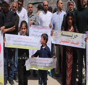  وقفة أمام مقر اللجنة الدولية للصليب الأحمر بمدينة غزة،احياء ليوم الأسير ورفضا لقانون إعدام الاسرى في سجون الاحتلال