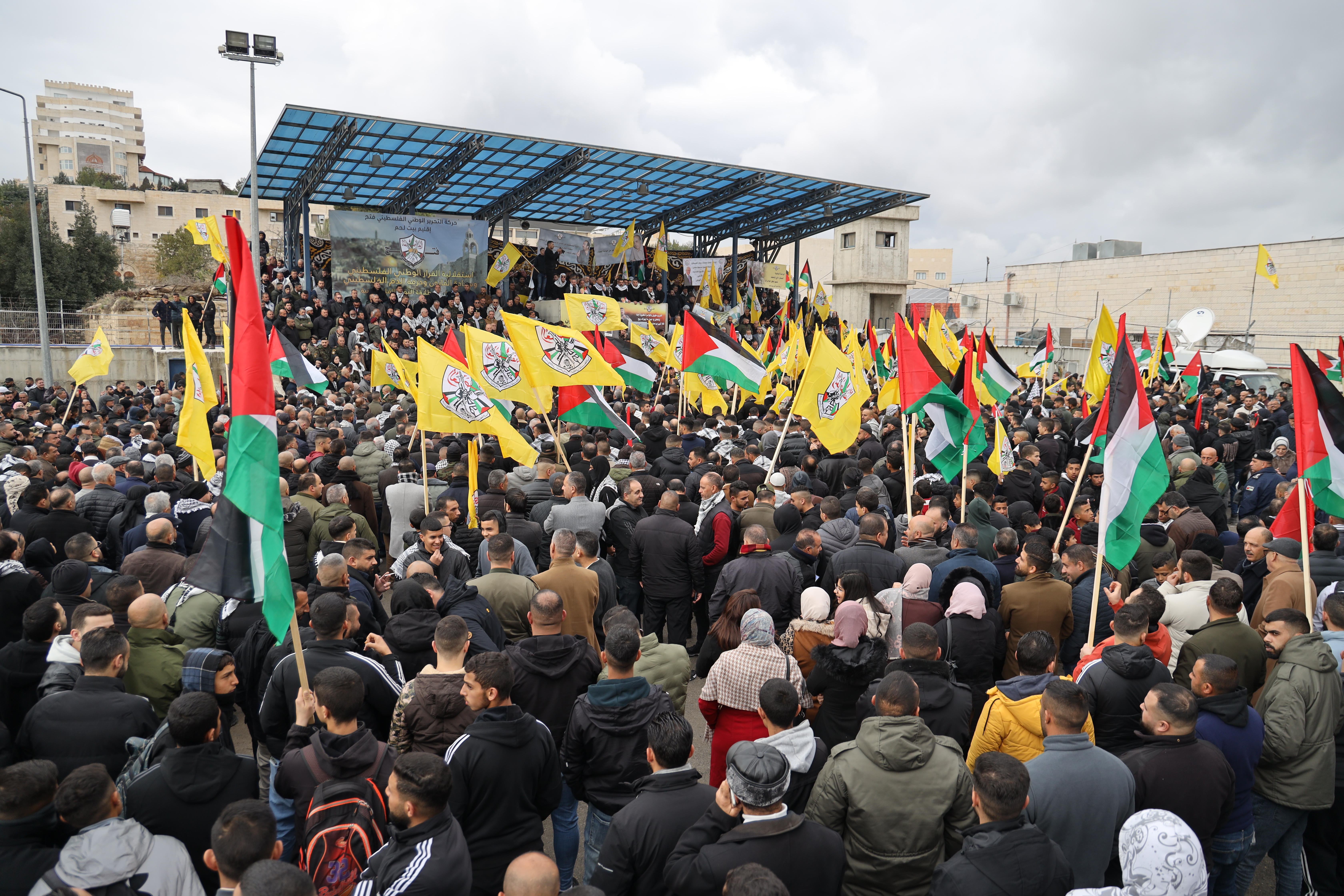جانب من الوقفة الجماهيرية في بيت لحم (تصوير: أحمد مزهر/ وفا)