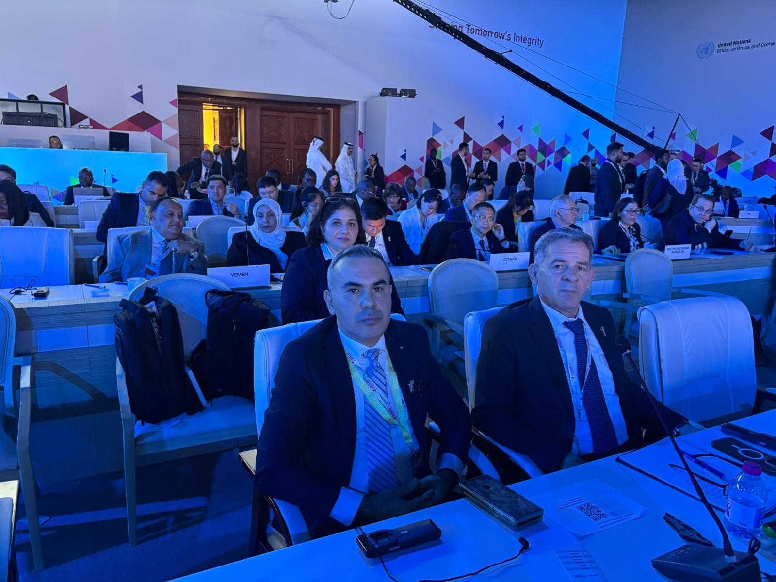 جانب من مشاركة دولة فلسطين في افتتاح مؤتمر الدول الأطراف في اتفاقية الأمم المتحدة لمكافحة الفساد في قطر