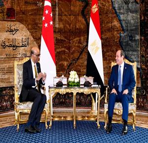 الرئيسان المصري والسنغافوري يؤكدان رفض تهجير الشعب الفلسطيني